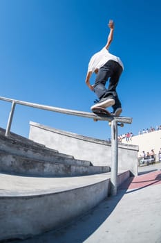 POVOA DE VARZIM, PORTUGAL - JULY 24, 2016: Bruno Senra during  the 2nd Stage of DC Skate Challenge by Moche.