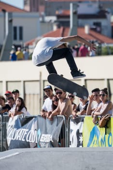 POVOA DE VARZIM, PORTUGAL - JULY 24, 2016: Bruno Senra during  the 2nd Stage of DC Skate Challenge by Moche.