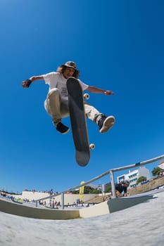 POVOA DE VARZIM, PORTUGAL - JULY 24, 2016: Pedro Fangueiro during  the 2nd Stage of DC Skate Challenge by Moche.