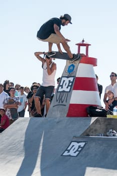 POVOA DE VARZIM, PORTUGAL - JULY 24, 2016: Pedro Roseiro during  the 2nd Stage of DC Skate Challenge by Moche.