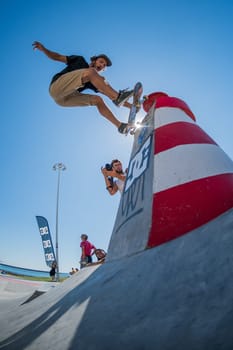 POVOA DE VARZIM, PORTUGAL - JULY 24, 2016: Pedro Roseiro during  the 2nd Stage of DC Skate Challenge by Moche.