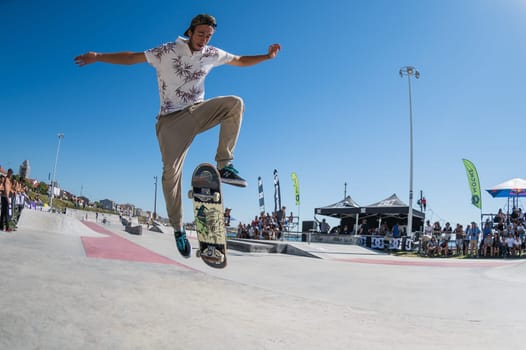 POVOA DE VARZIM, PORTUGAL - JULY 24, 2016: Joao Neto during  the 2nd Stage of DC Skate Challenge by Moche.