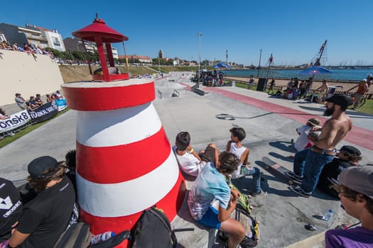 POVOA DE VARZIM, PORTUGAL - JULY 24, 2016: Skatepark overview during  the 2nd Stage of DC Skate Challenge by Moche.