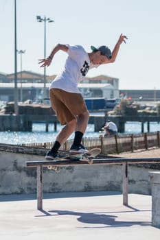 POVOA DE VARZIM, PORTUGAL - JULY 24, 2016: Gustavo Ribeiro during  the 2nd Stage of DC Skate Challenge by Moche.
