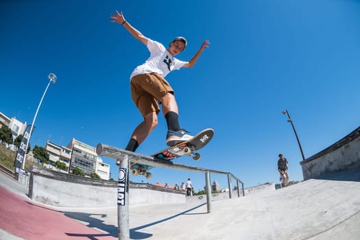 POVOA DE VARZIM, PORTUGAL - JULY 24, 2016: Gustavo Ribeiro during  the 2nd Stage of DC Skate Challenge by Moche.