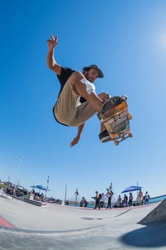 POVOA DE VARZIM, PORTUGAL - JULY 24, 2016: Pedro Roseiro during  the 2nd Stage of DC Skate Challenge by Moche.