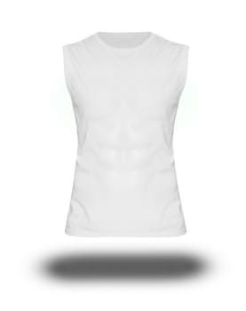 men's slim-fitting short sleeveless shirt on white background with shadow