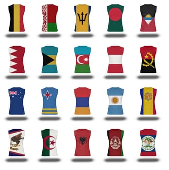 compilation of nationals flag shirt icon on white background part 1/10