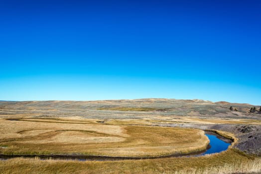 Small stream curving through Yellowstone National Park