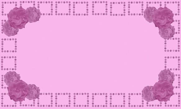 Pink canvas texture Mothers Day Digital Writing Paper Background with rose flower border and copyspace