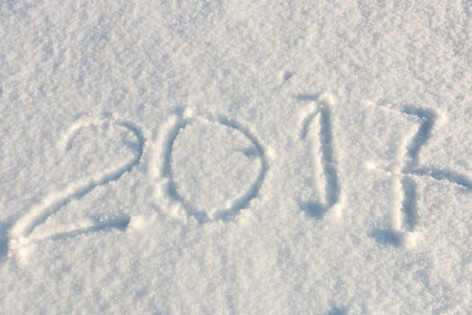 handwritten new year  2017 in freshly fallen snow