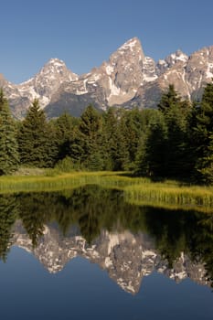 Smooth Water Reflecting Mountains Grand Teton National Park