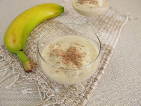 Homemade sugar-free banana ice cream from frozen bananas