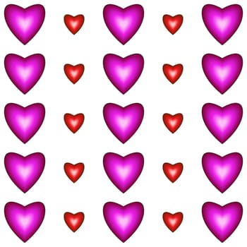 Seamless pattern with hearts on white background