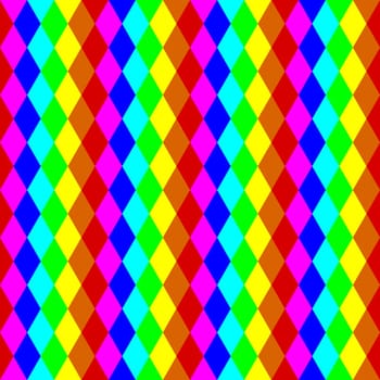 Abstract geometric seamless pattern of rhombus in rainbow colors