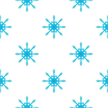 Seamless pattern with blue snowflakes on white background