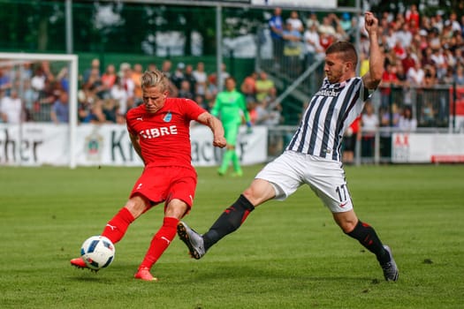 Timo Kunert (TSV Steinbach) and Ante Rebic (Eintracht Frankfurt) - TSV Steinbach vs. Eintracht Frankfurt on 30.07.2016 (Photo: Fingerhut)