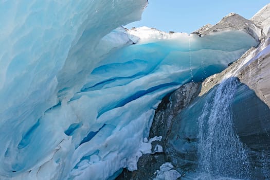 Under the Glacial Ice of the Worthington Glacier in Alaska
