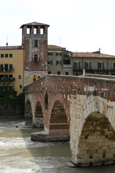 The Ponte Pietra known as the Pons Marmoreus, is a Roman arch bridge crossing the Adige River in Verona, Italy.
