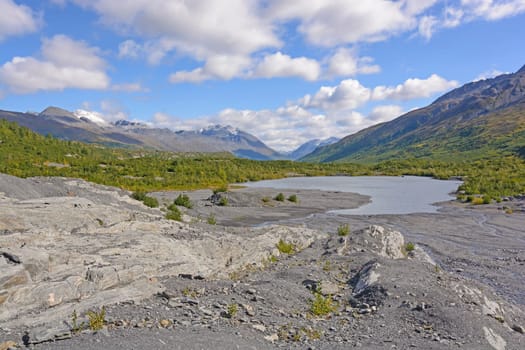 Terminal Lake on the Glacial Plain of the Worthington Glacier in Alaska