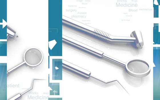 Digital illustration of Dental equipment in colour background