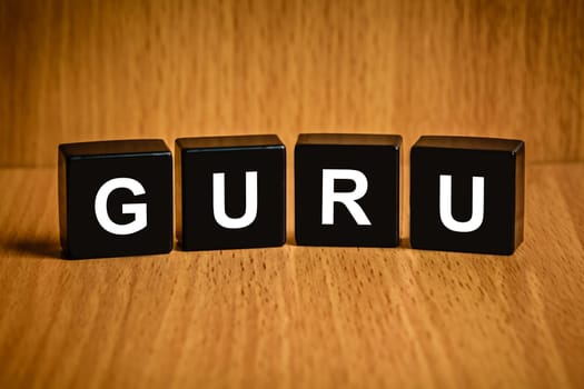 GURU or expert, master text on black block
