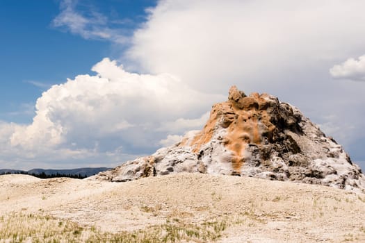 White Dome Geyser sitting inactive before an eruption