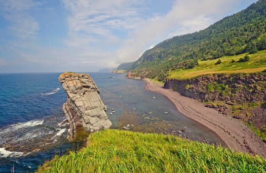 Coastal Panorama on a Remote Coast on the Green Gardens trail in Gros Morne National Park in Newfoundland, Canada