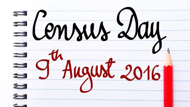 Census Day 9 August 2016, Australia written on notebook page