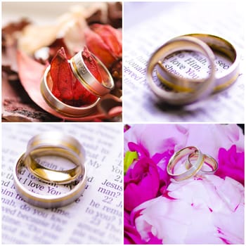 Photo collage of wedding rings images