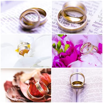 Photo collage of wedding rings images