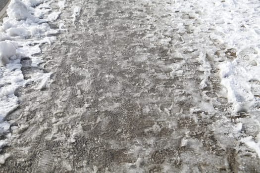 Footpath with slush