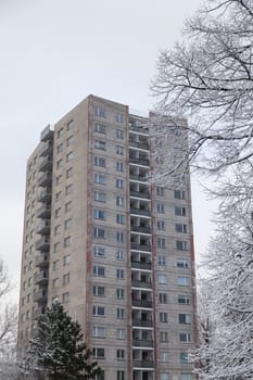 Apartment block in Berlin in winter