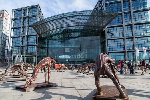 Travelling exhibition "The wolves are back?"" by Rainer Opolka at Berlin Main Station on 06.08.2016"