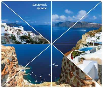 Set of summer photos in Santorini island, Greece