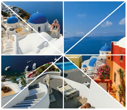 Set of summer photos in Santorini island, Greece