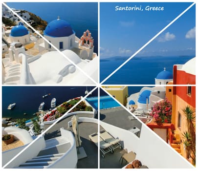 Set of summer photos in Santorini island, Greece