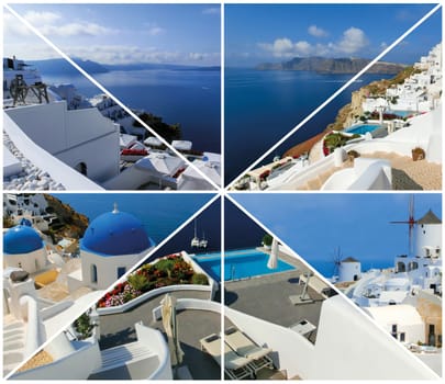 Set of summer photos in Santorini island, Greece