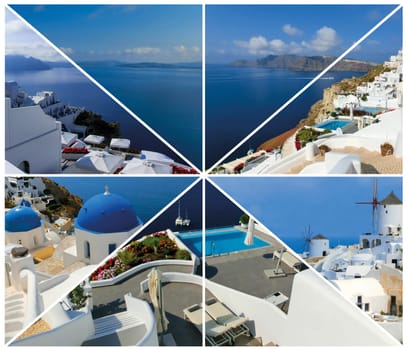 Set of summer photos in Santorini island, Greece