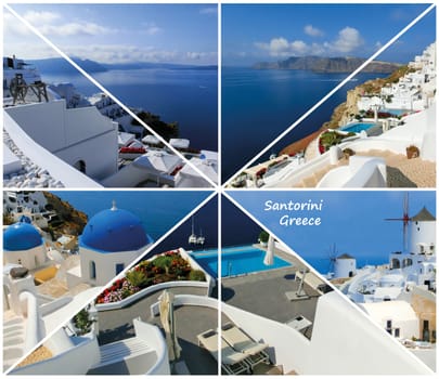 Set of summer photos in Santorini island, Greece