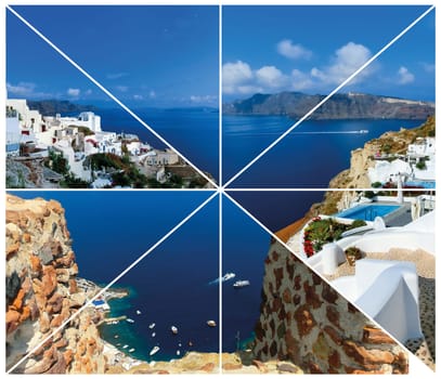 Set of summer photos in Santorini island, Greece