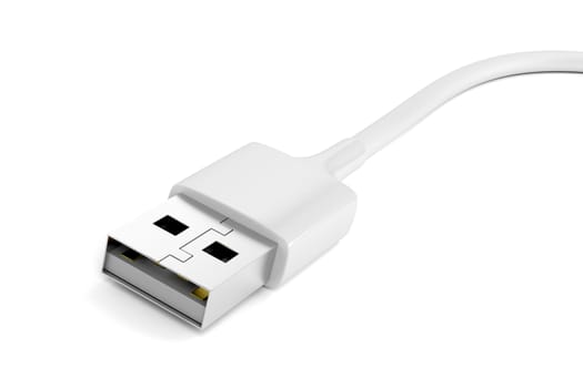 Close up of white usb cable