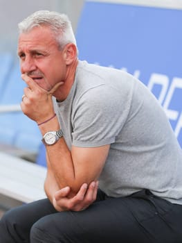 Head coach Pavel Dotchev (FC Erzgebirge Aue 2.Bundesliga-Season 2016-17 ) at the friendly match FC Erzgebirge Aue - Hannover 96 on July 27,2016 in the Friedensstadion Halberstadt