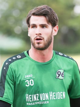 Goalkeeper Samuel Sahin-Radlinger (-30- Hannover 96 2.Bundesliga season 2016-17 ) at the friendly match FC Erzgebirge Aue - Hannover 96 on 27.7.2016 in the Friedensstadion Halberstadt