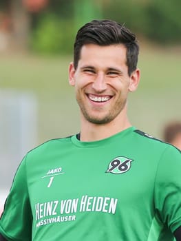 Goalkeeper Philipp Tschauner (-1- Hannover 96 2.Bundesliga season 2016-17 ) at the friendly match FC Erzgebirge Aue - Hannover 96 on 27.7.2016 in the Friedensstadion Halberstadt