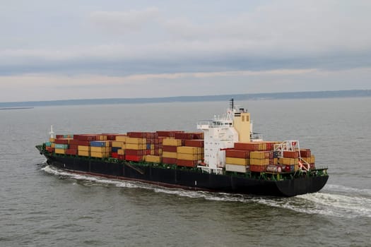 Container ship with container