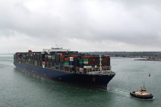 Container ship with container