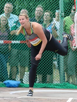 German discus thrower Julia Fischer (SCC Berlin) at the Schönebecker SoleCup 2016 in Schönebeck/Elbe