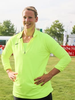 German discus thrower Julia Fischer (SCC Berlin) at the Schönebecker SoleCup 2016 in Schönebeck/Elbe