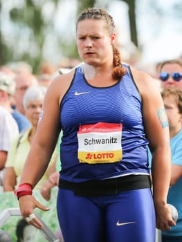 German shot putter Christina Schwanitz (LV 90 Erzgebirge) at the Schönebecker SoleCup 2016 in Schönebeck/Elbe